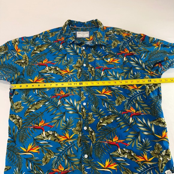 Free Planet Tropical Bird of Paradise Shirt Mens 2X Blue Cotton Aloha - Picture 6 of 7